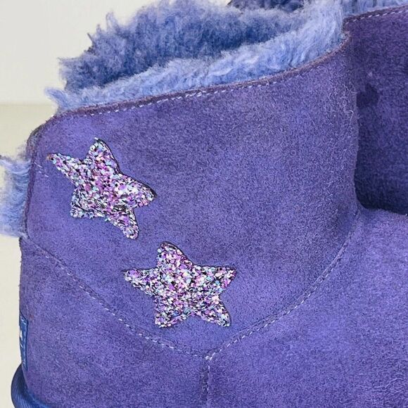 Ugg Koolaburra Star Mini Lined Sheepskin Boots Purple Kids Youth Size 4 - Picture 2 of 11